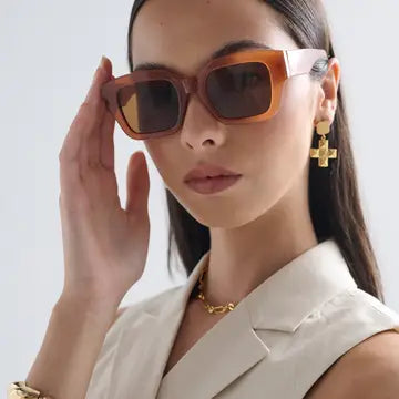 Lunettes de soleil angulaires Jollie en marron