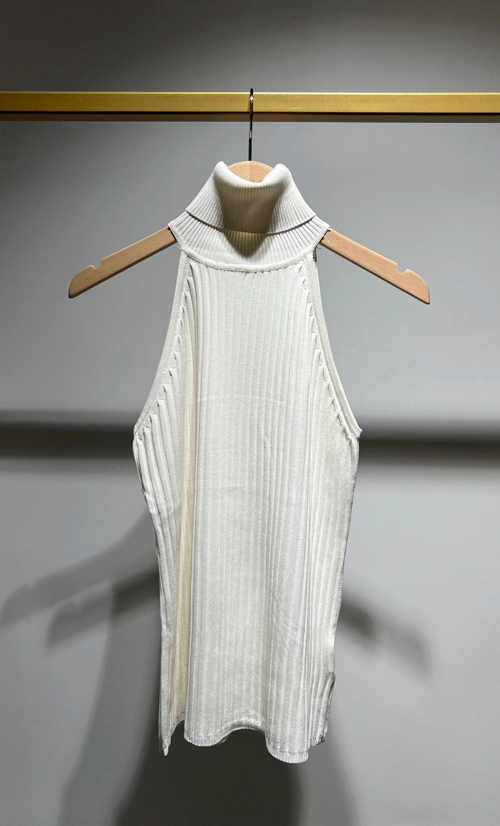 Top col roulé maille côtelée