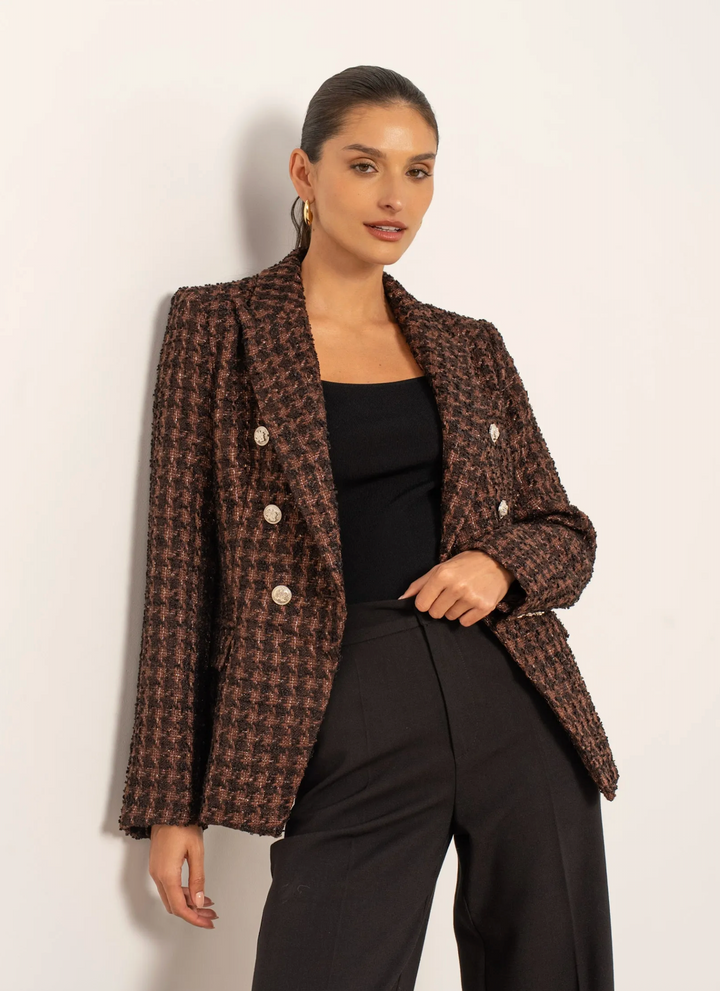Blazer structuré à carreaux