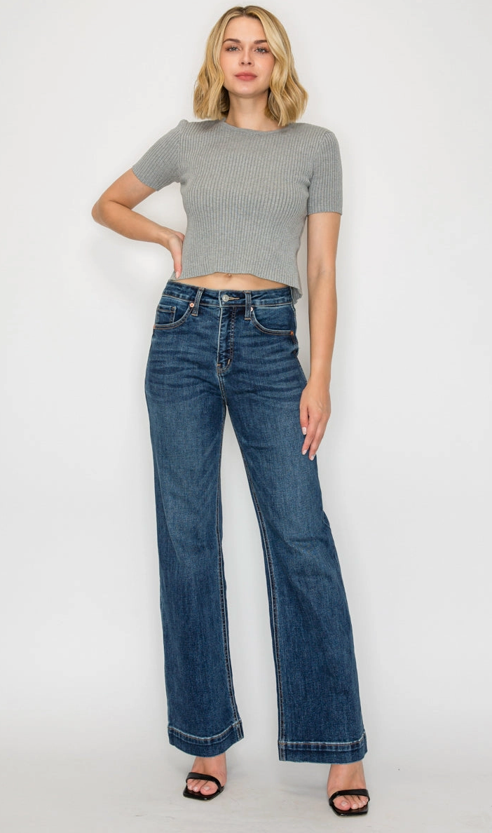 Jean évasé Holly décontracté taille haute avec contrôle du ventre