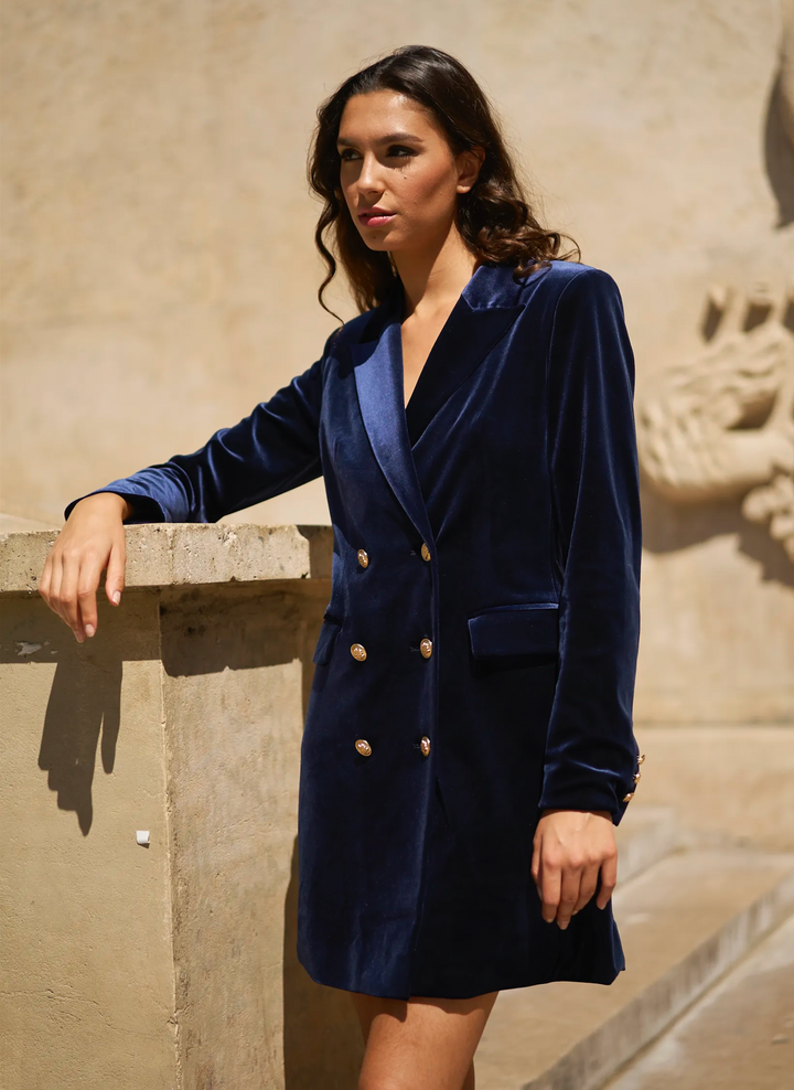 Robe blazer ajusté en velour
