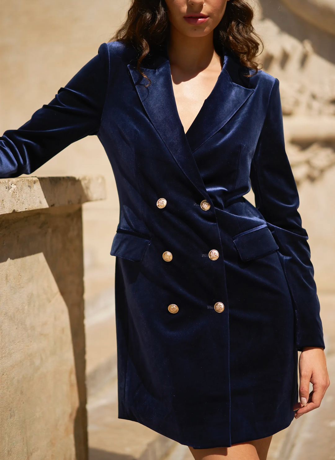 Robe blazer ajusté en velour