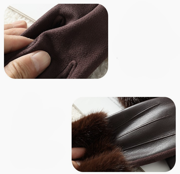 Gants en similicuir de luxe avec fausse fourrure moelleuse
