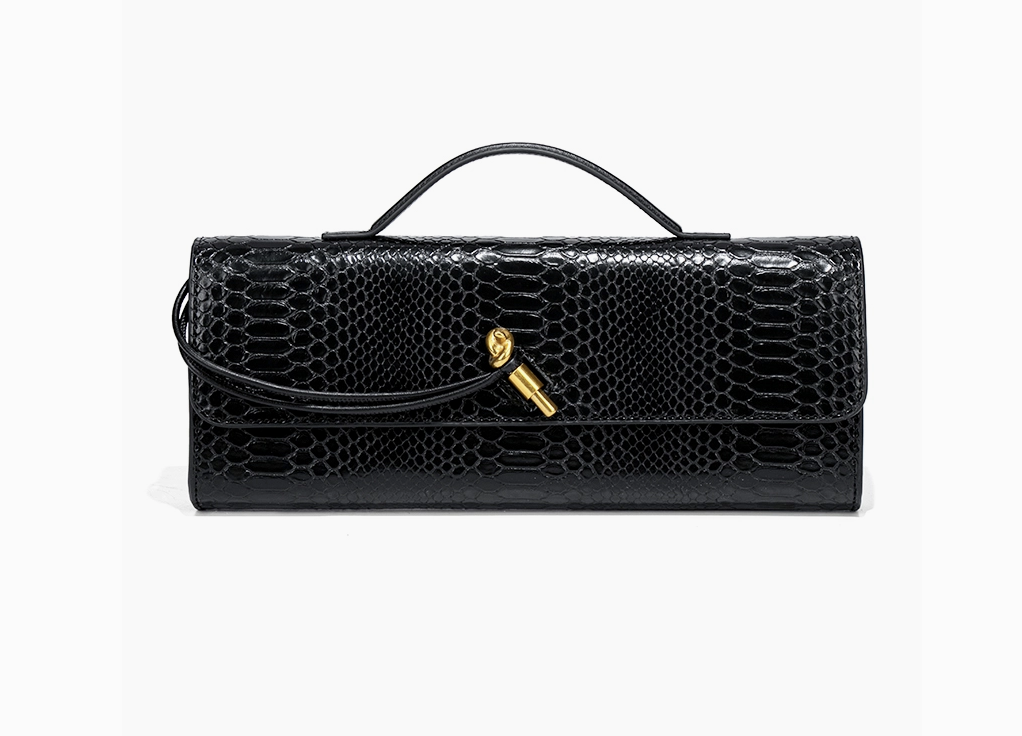 Pochette tissée avec ferrure imprimés serpent