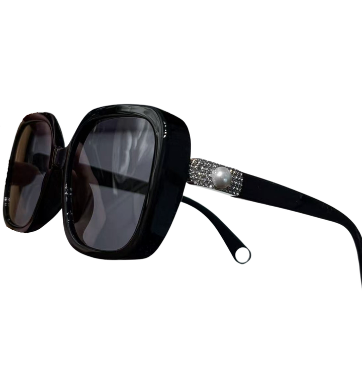 Lunettes de soleil à monture surdimensionnée avent accent perle unique