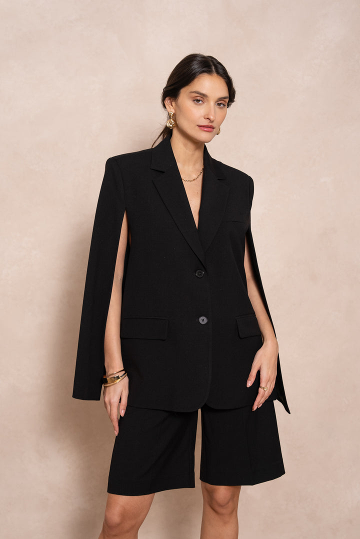 Blazer cape structuré noir