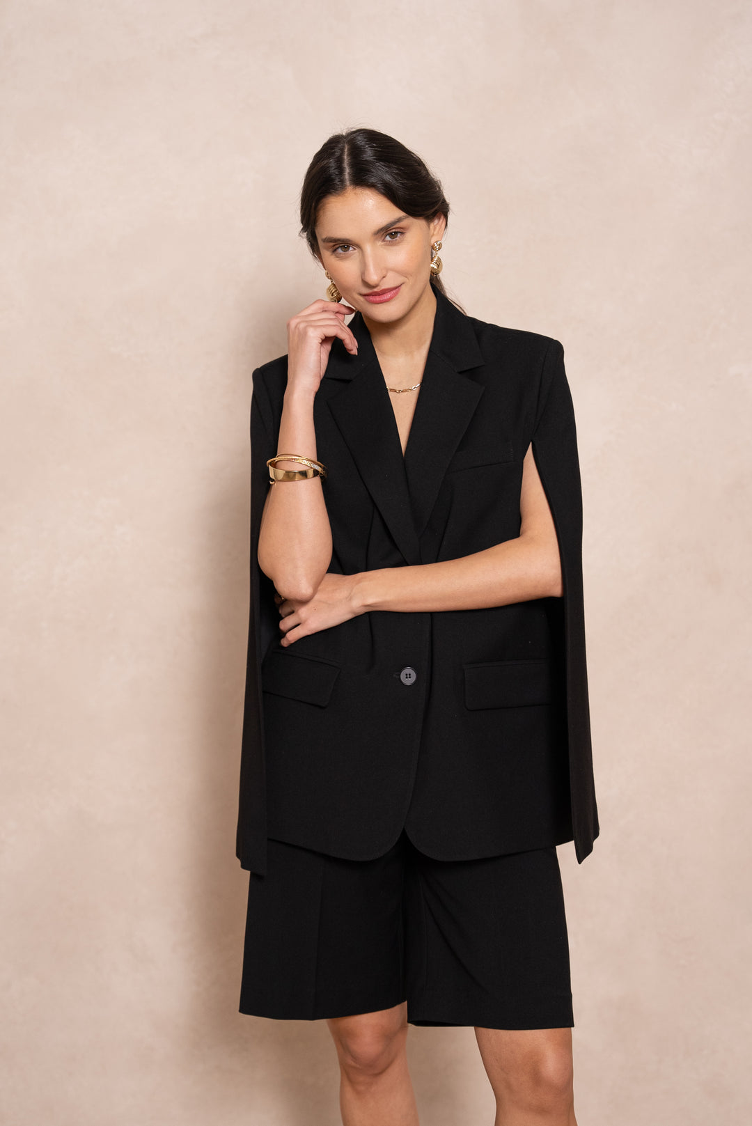 Blazer cape structuré noir