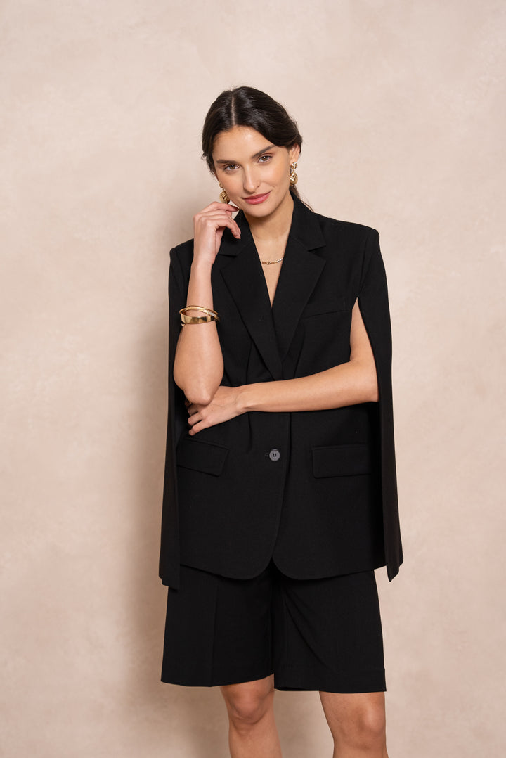 Blazer cape structuré noir