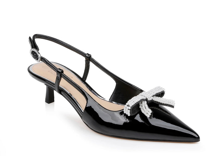 Slingback Kitten Heels avec nœud perlé - Krystia