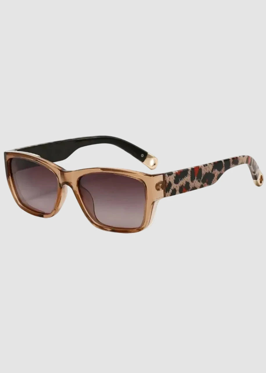 Lunettes de soleil carrées avec branches imprimé léopard