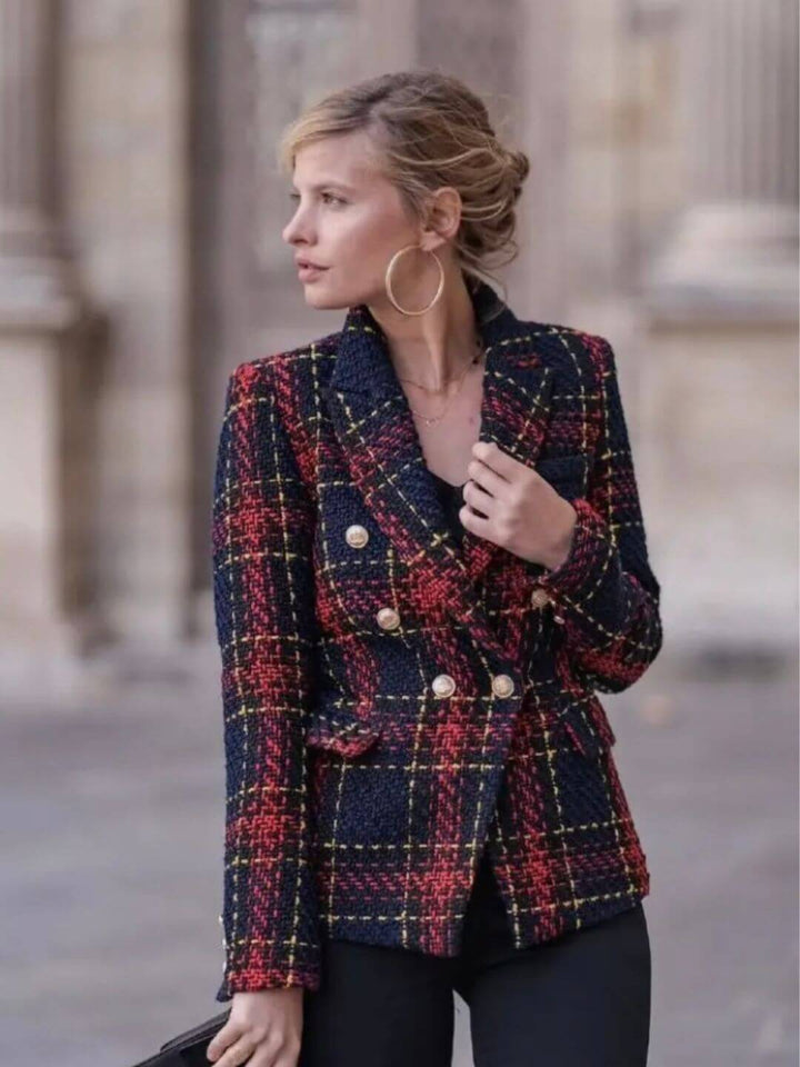 MULTI Chic Plaid Fitted Blazer