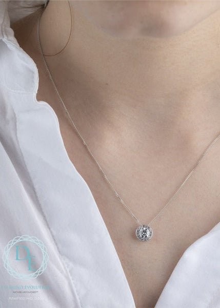 Pendentif en diamant cultivé en laboratoire en or blanc 10 carats