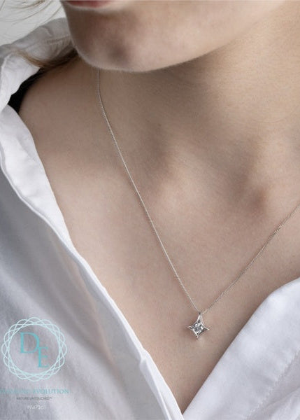 Pendentif en diamant cultivé en laboratoire en or blanc 10 carats