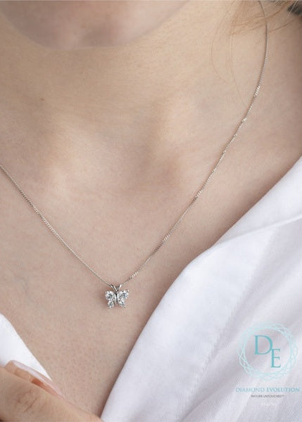 Pendentif en diamant cultivé en laboratoire en or blanc 10 carats