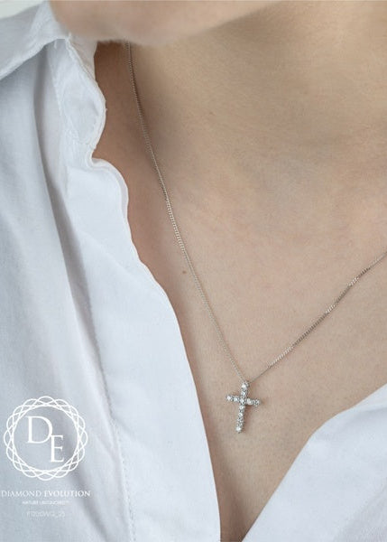 Pendentif en diamant cultivé en laboratoire en or blanc 10 carats