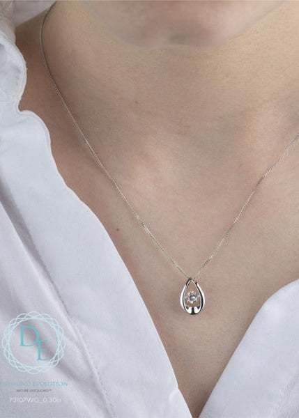 Pendentif en diamant cultivé en laboratoire en or blanc 10 carats