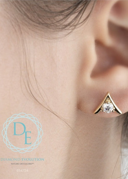Boucles d'oreilles en diamant cultivé en laboratoire en or jaune 10 carats