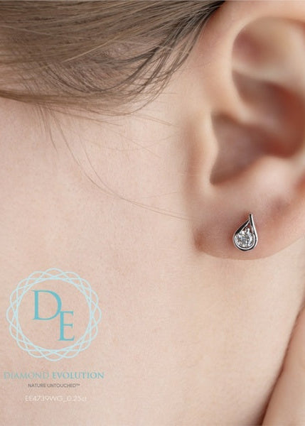 Boucles d'oreilles en diamant cultivé en laboratoire en or blanc 10 carats