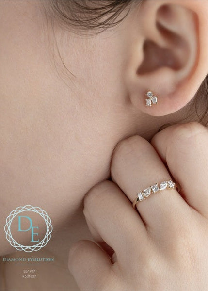 Boucles d'oreilles en diamant cultivé en laboratoire en or jaune 10 carats