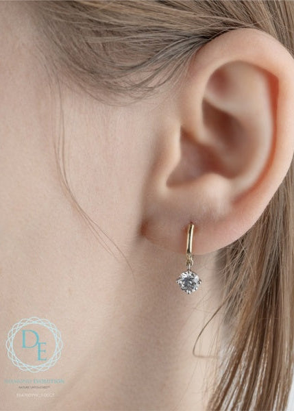 Boucles d'oreilles en diamant cultivé en laboratoire en or blanc et jaune 10 carats