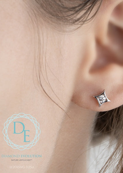 Boucles d'oreilles en diamant cultivé en laboratoire en or blanc 10 carats