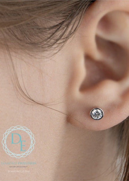 Boucles d'oreilles en diamant cultivé en laboratoire en or blanc 10 carats
