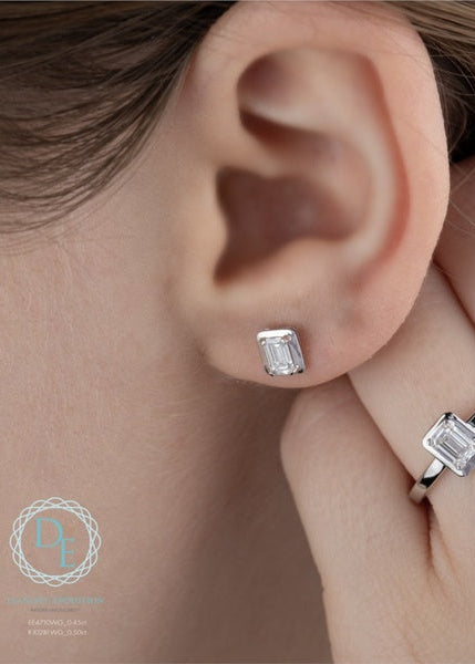 Boucles d'oreilles en diamant cultivé en laboratoire en or blanc 10 carats