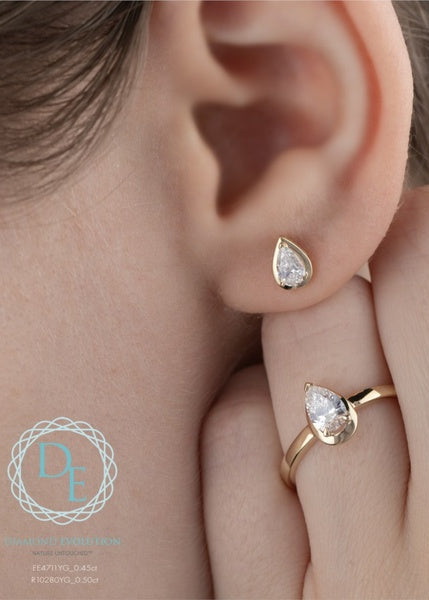 Boucles d'oreilles en diamant cultivé en laboratoire en or jaune 10 carats
