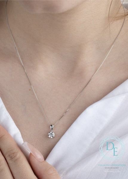 Pendentif en diamant cultivé en laboratoire en or blanc 10 carats