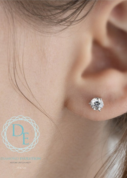 Boucles d'oreilles en diamant cultivé en laboratoire en or blanc 10 carats