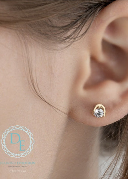 Boucles d'oreilles en diamant cultivé en laboratoire en or jaune 10 carats