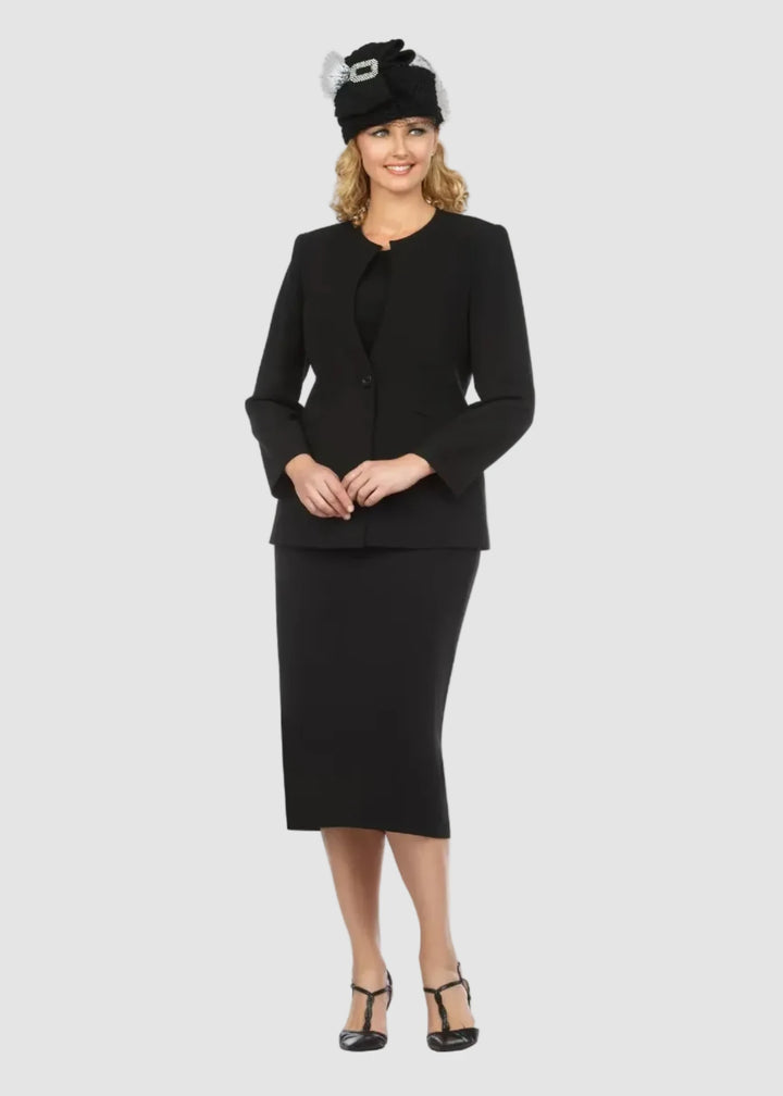 Costume à 1 bouton sans col, 3 pièces