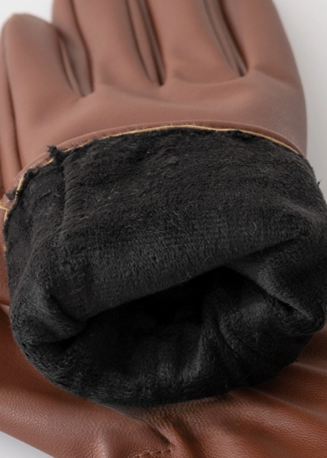 Gants en similicuir avec boucle dorée
