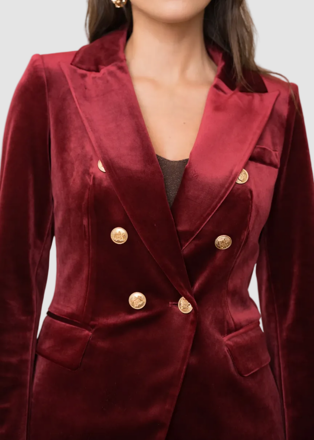 Blazer en velours à boutons dorés