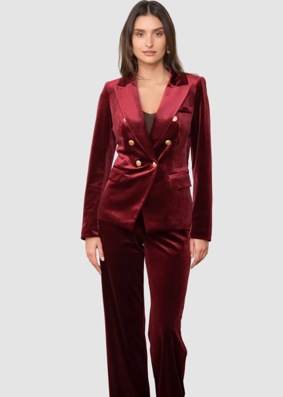 Blazer en velours à boutons dorés