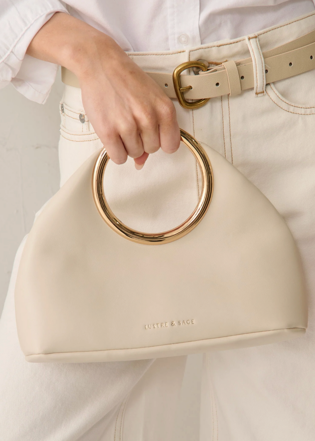 Hailey Statement top handle bag in white