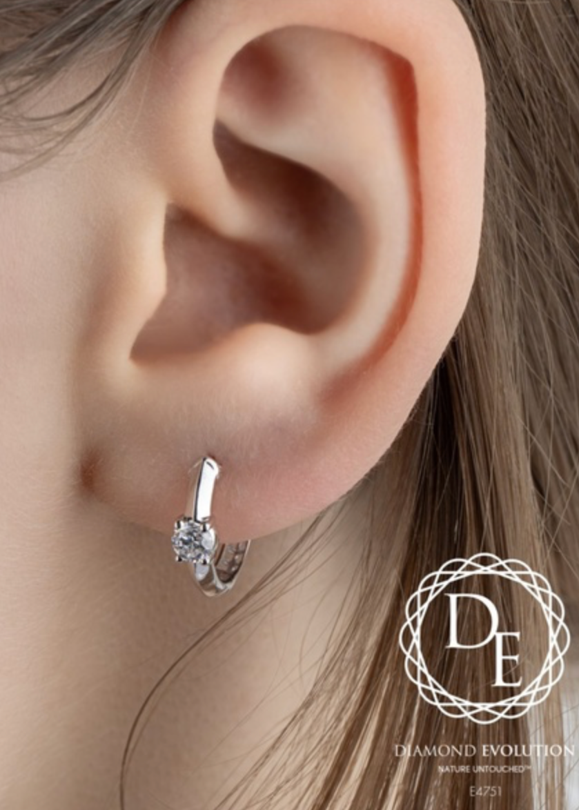 Boucles d'oreilles en diamant cultivé en laboratoire en or blanc 10 carats