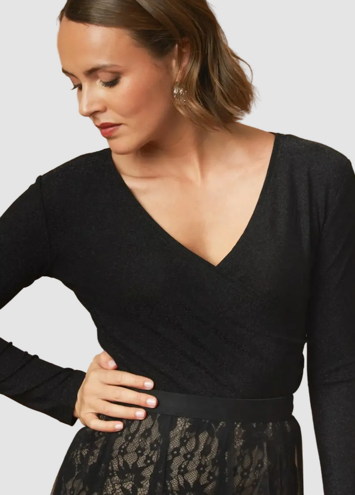 Top cache coeur en lurex brillant