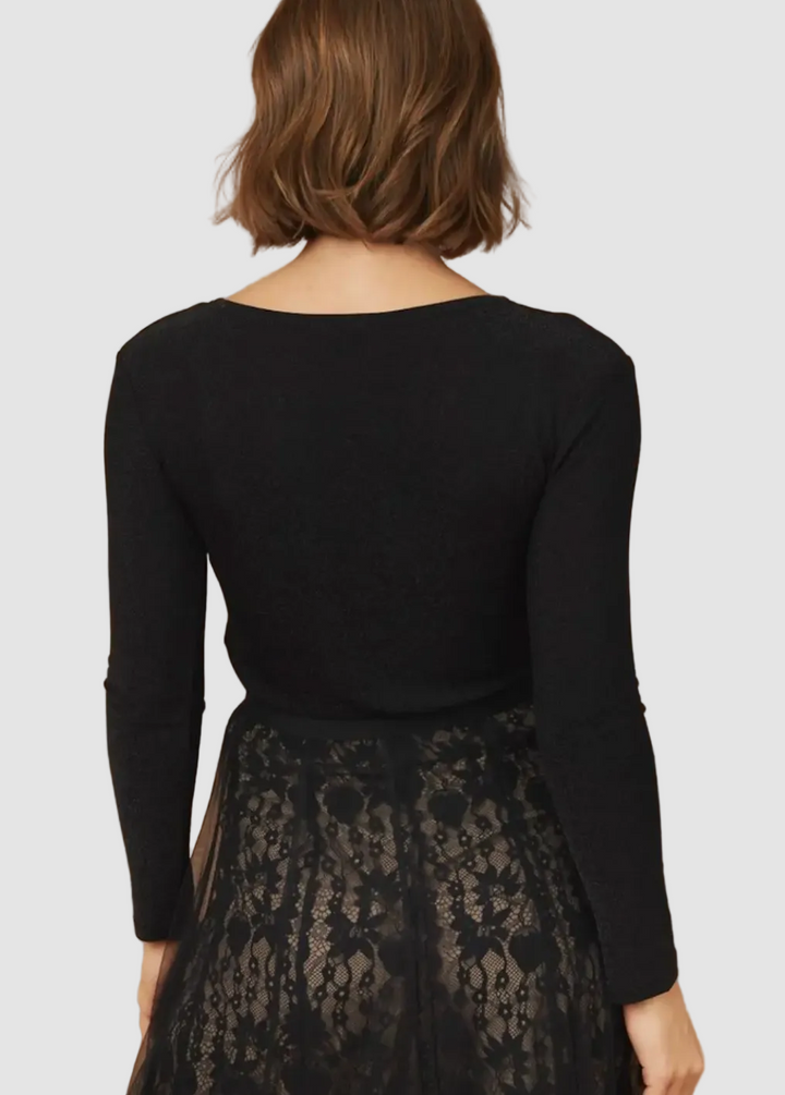 Top cache coeur en lurex brillant
