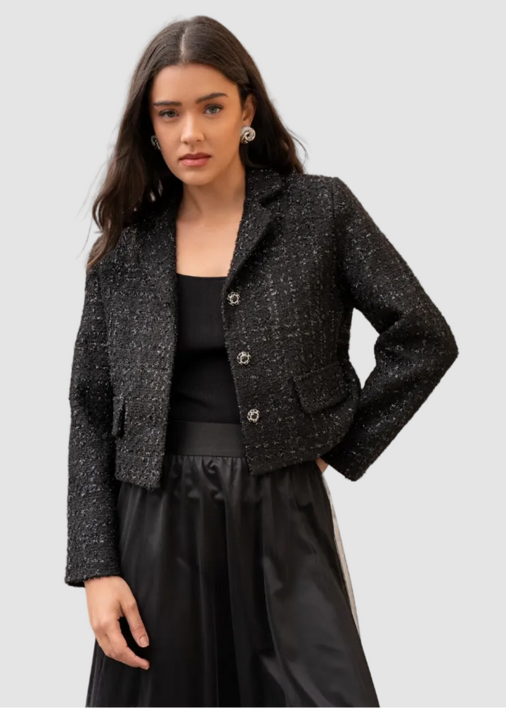 Veste en tweed à col revers