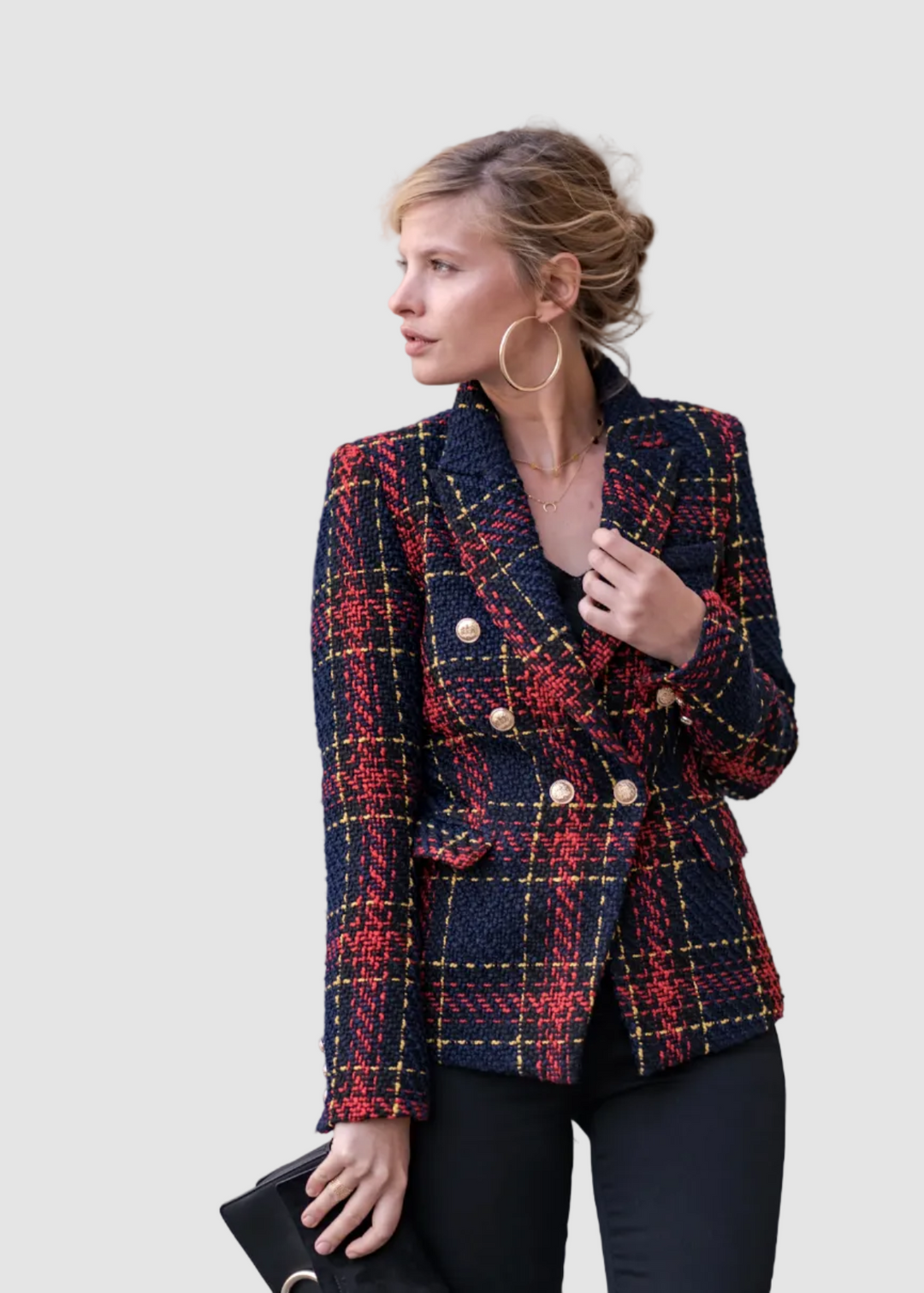 Ensemble Veste À Double Boutonnage À Carreaux Pour Femmes Et Jupe Mini | Mode en ligne | SHEIN Ensemble Veste À Double Boutonnage À Carreaux Pour Femmes Et Jupe Mini | Mode en ligne | SHEIN