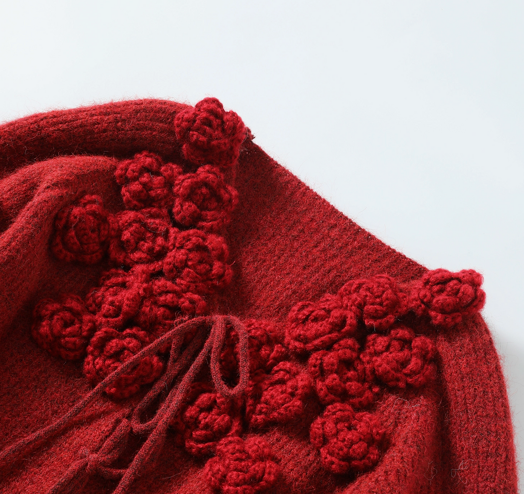 Cardigan en maille Rosebud en bordeaux