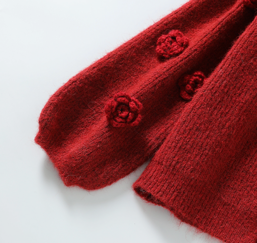 Cardigan en maille Rosebud en bordeaux