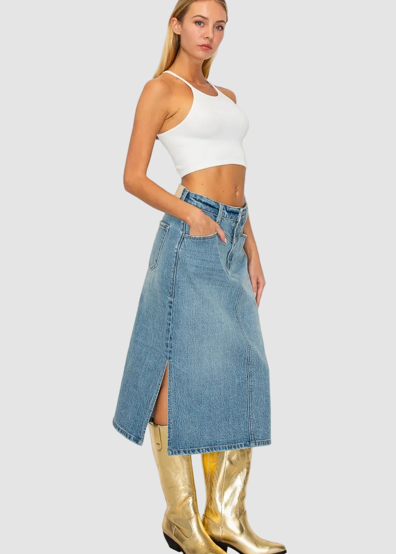 Jupe en jean à fente latérale