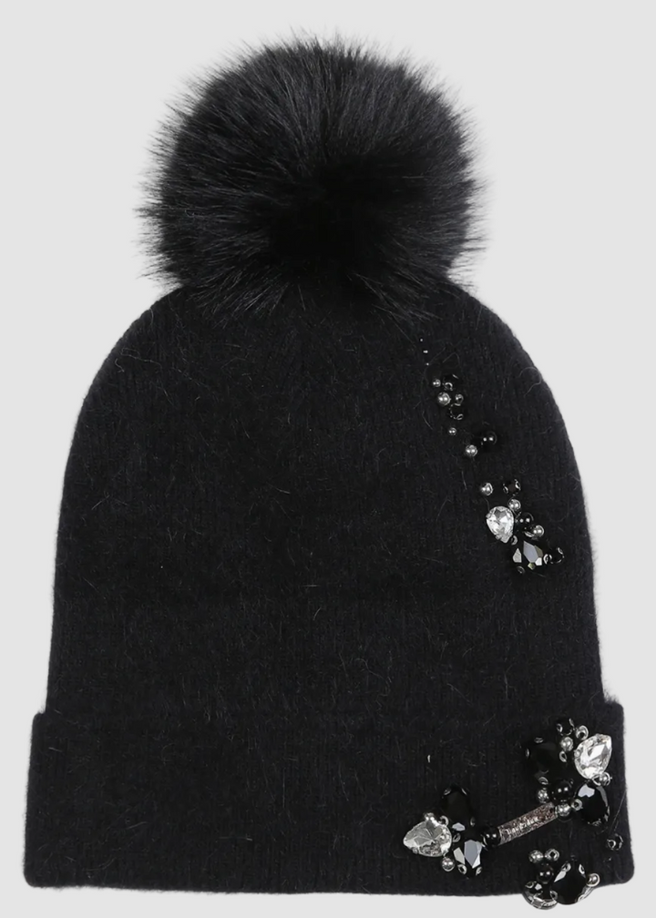 Chapeau Pompom avec Bijoux Scintillants