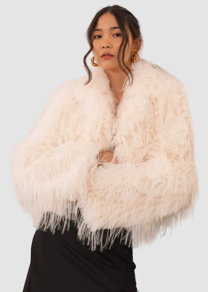 Veste à col en fausse fourrure