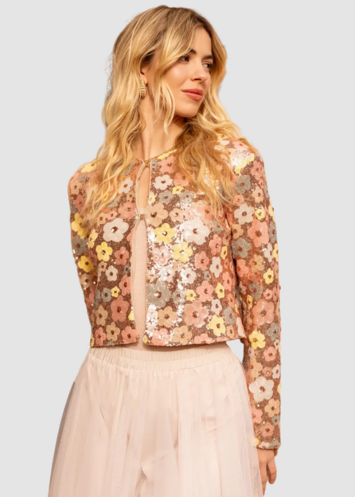 Veste à sequins brodée floral