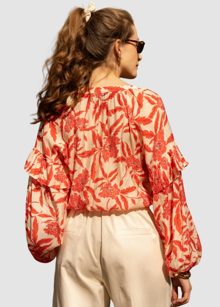 Blouse imprimée manches ballons Cirta