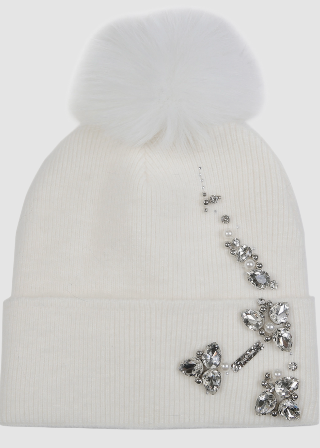 Chapeau Pompom avec Bijoux Scintillants