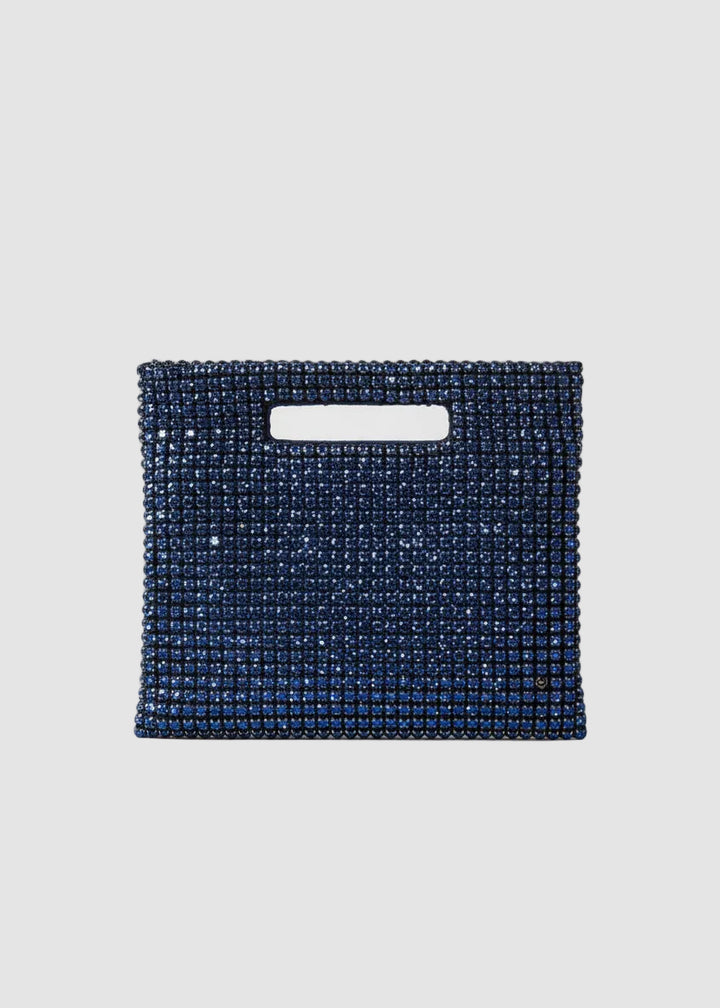 Luxury evening handbag with sparkling crystals and a zipper closure